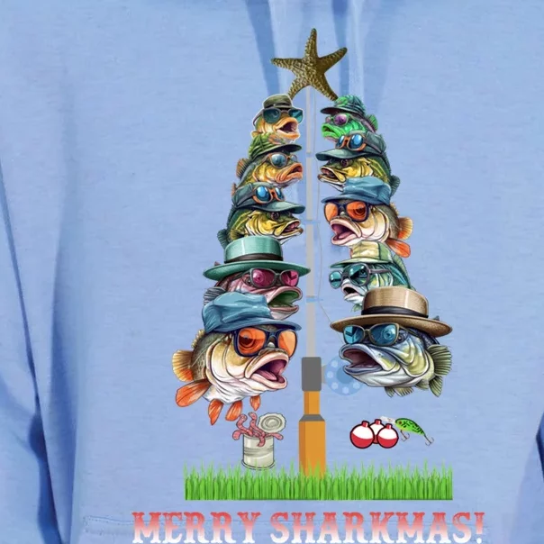 Merry Fishmas Fishing Christmas Tree Funny Gift Unisex Surf Hoodie