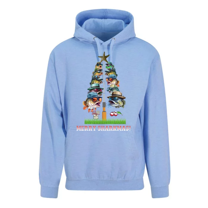 Merry Fishmas Fishing Christmas Tree Funny Gift Unisex Surf Hoodie