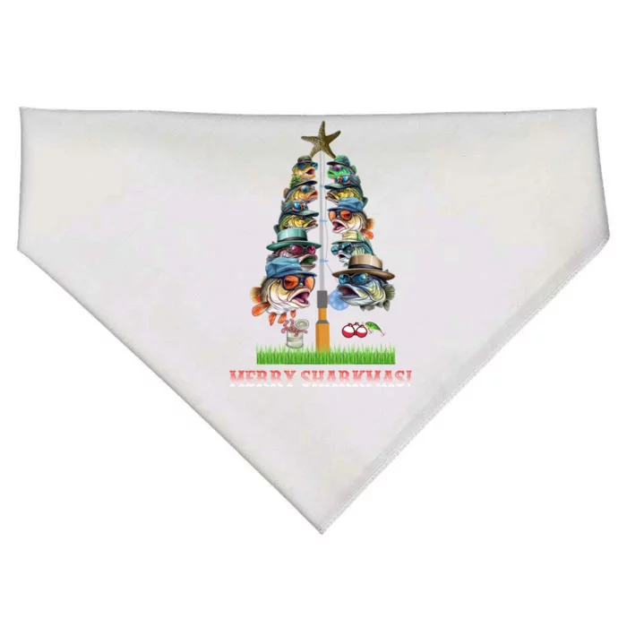 Merry Fishmas Fishing Christmas Tree Funny Gift USA-Made Doggie Bandana