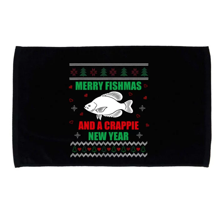 Merry Fishmas Fish Fishing Fisherman Ugly Christmas Xmas Microfiber Hand Towel