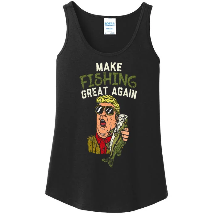 Make Fishing Great Again Trump Funny Fisherman Angler Gift Ladies Essential Tank