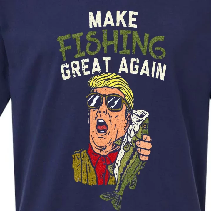 Make Fishing Great Again Trump Funny Fisherman Angler Gift Sueded Cloud Jersey T-Shirt