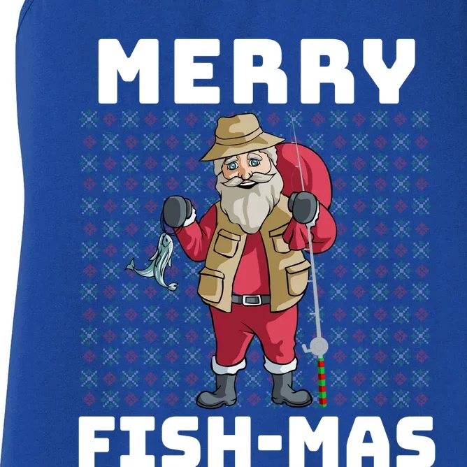 Merry Fishmas Gift Fishing Santa Christmas Gift Top Women's Racerback Tank