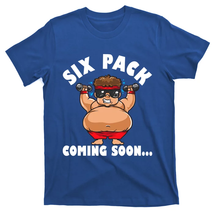 Men Funny Gym Six Pack Coming Soon Gift Cartoon Design Gift T-Shirt