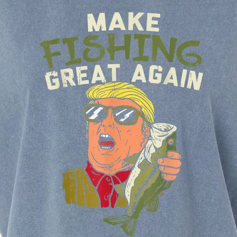 Make Fishing Great Again Trump Funny Fisherman Angler Garment-Dyed Women's Muscle Tee