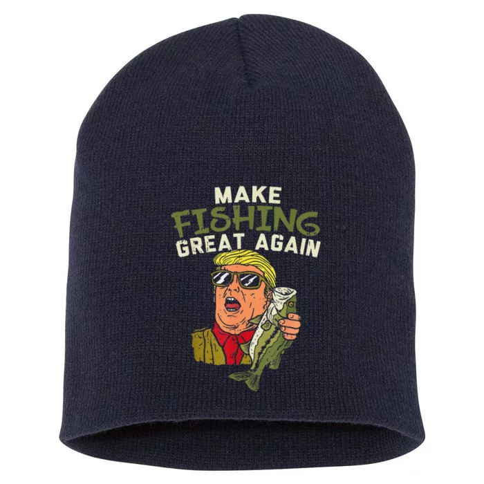 Make Fishing Great Again Trump Funny Fisherman Angler Gift Short Acrylic Beanie