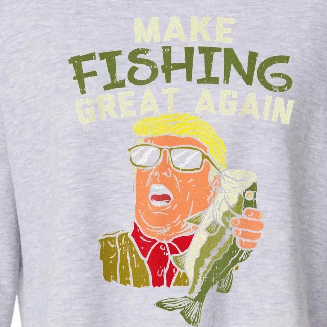 Make Fishing Great Again Trump Funny Fisherman Angler Gift Cropped Pullover Crew