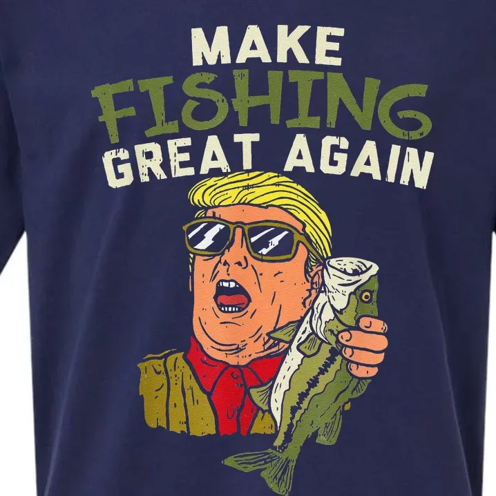 Make Fishing Great Again Trump Funny Fisherman Angler Gift Sueded Cloud Jersey T-Shirt