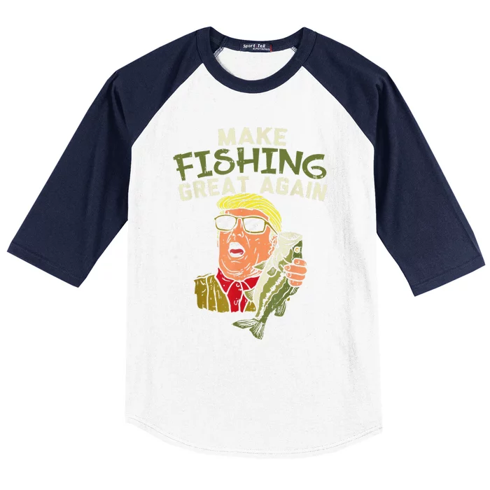 Make Fishing Great Again Trump Funny Fisherman Angler Gift Baseball Sleeve Shirt