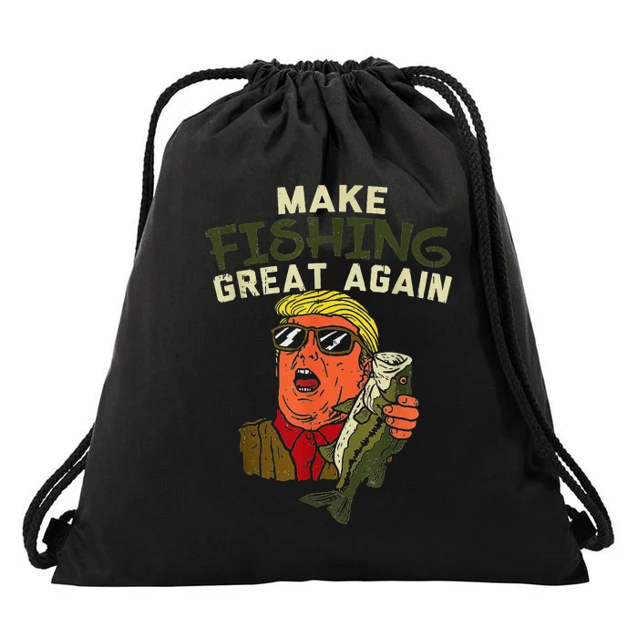 Make Fishing Great Again Trump Fisherman Design Drawstring Bag