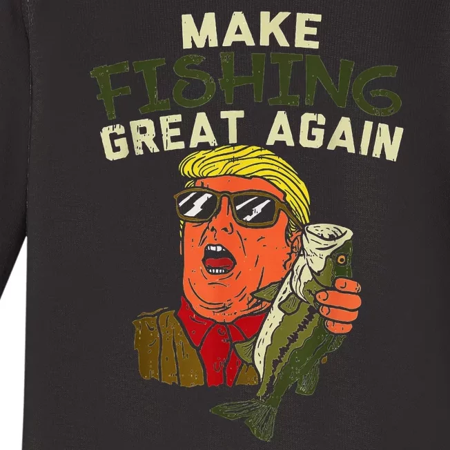 Make Fishing Great Again Trump Fisherman Design Baby Long Sleeve Bodysuit