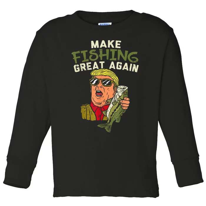 Make Fishing Great Again Trump Funny Fisherman Angler Gift Toddler Long Sleeve Shirt