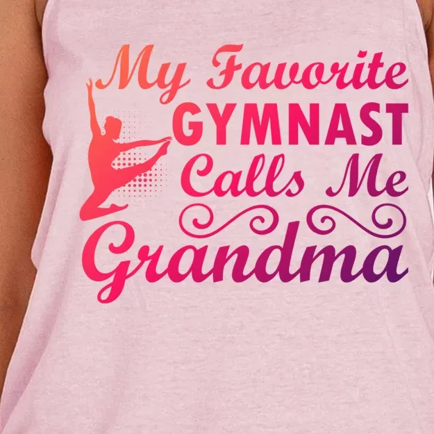 My Favorite Gymnast Calls Me Grandma Gymnastic Dog Lover Gift Women's Knotted Racerback Tank