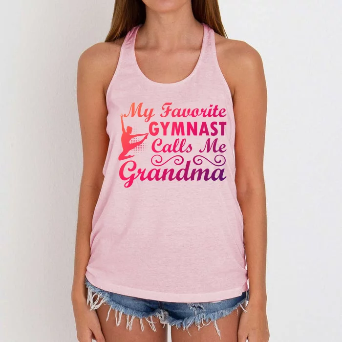 My Favorite Gymnast Calls Me Grandma Gymnastic Dog Lover Gift Women's Knotted Racerback Tank