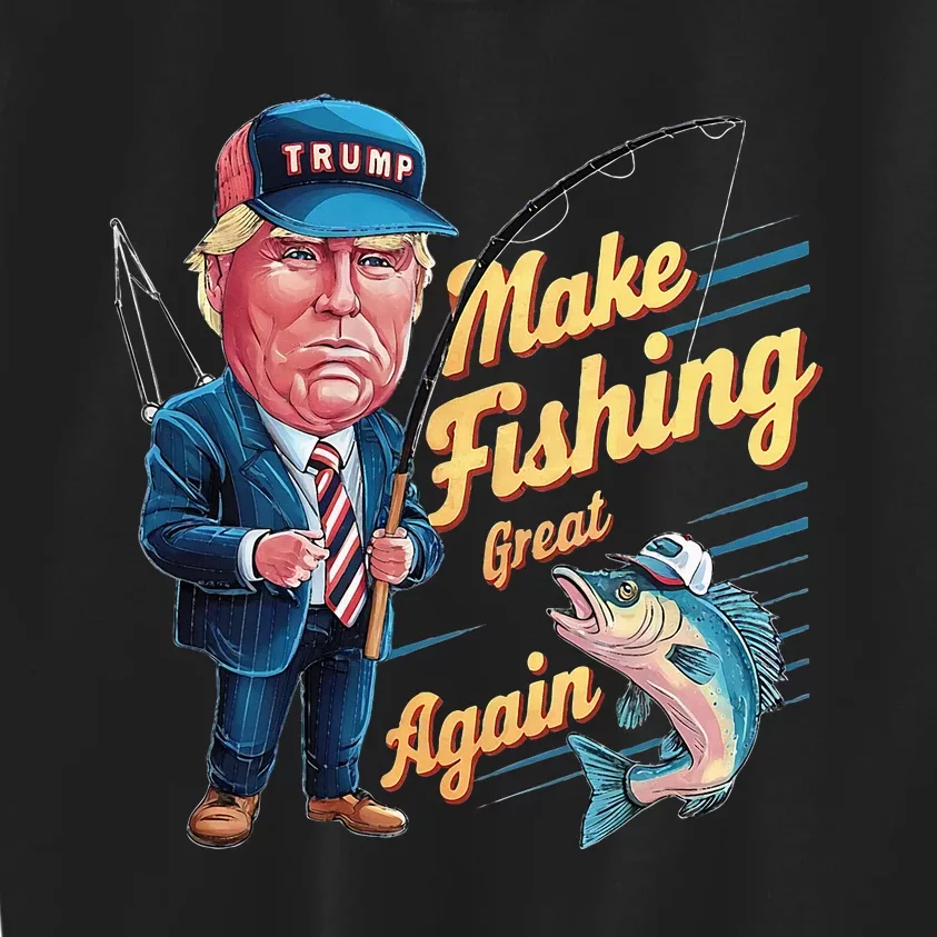 Make Fishing Great Again Trump Funny Fisherman Angler Kids Sweatshirt