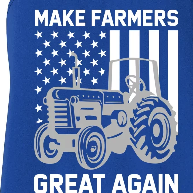 Make Farmers Great Again American Flag Agriculture Tractor Gift Women's Racerback Tank