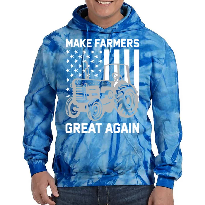 Make Farmers Great Again American Flag Agriculture Tractor Gift Tie Dye Hoodie