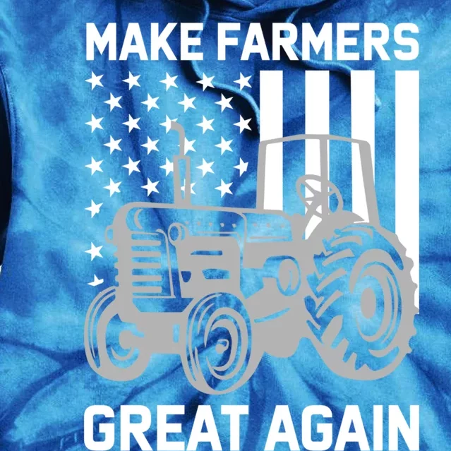 Make Farmers Great Again American Flag Agriculture Tractor Gift Tie Dye Hoodie