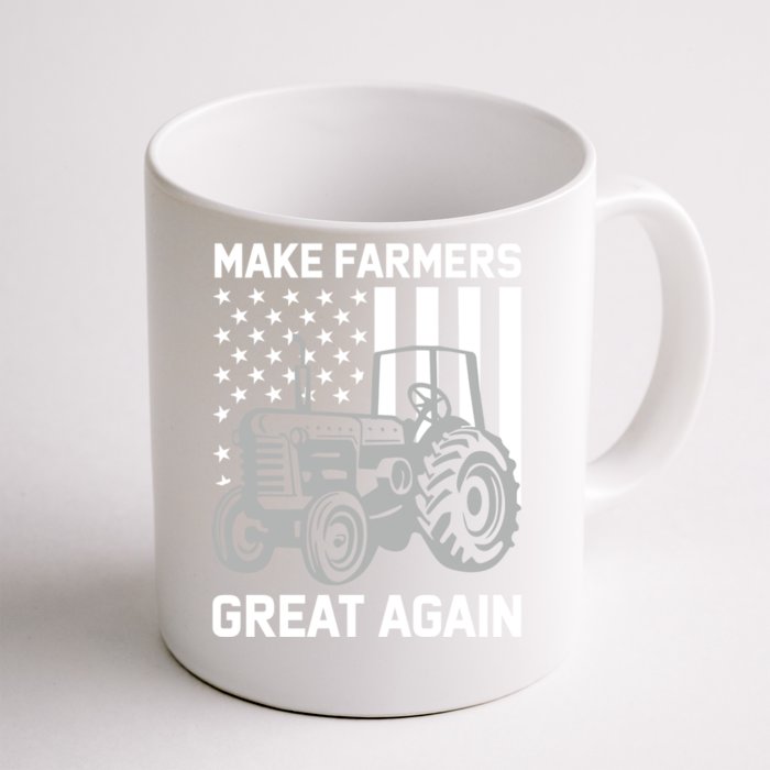 Make Farmers Great Again American Flag Agriculture Tractor Gift Front & Back Coffee Mug