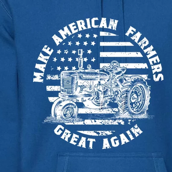 Make Farmers Great Again Antique Tractor Usa Flag Farmer Cool Gift Premium Hoodie