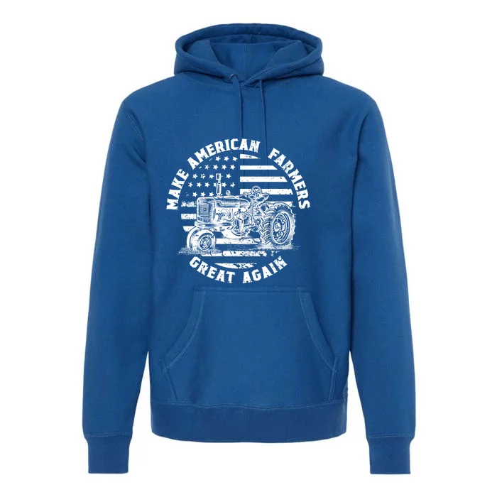 Make Farmers Great Again Antique Tractor Usa Flag Farmer Cool Gift Premium Hoodie