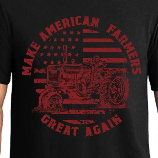 Make Farmers Great Again Antique Tractor Usa Flag Farmer Gift Pajama Set