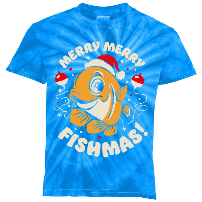 Merry Fishmas Gift Kids Tie-Dye T-Shirt