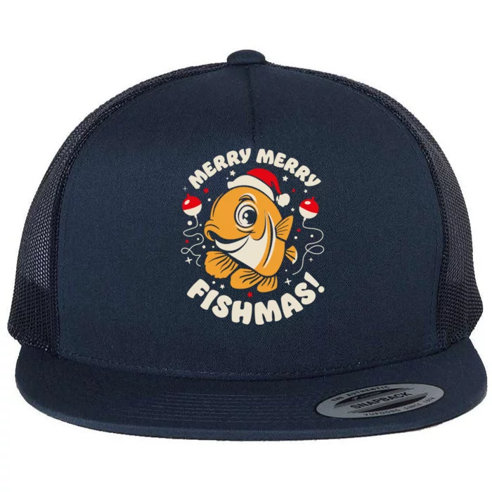 Merry Fishmas Gift Flat Bill Trucker Hat