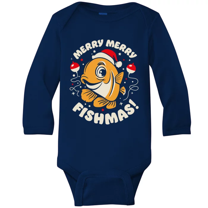 Merry Fishmas Gift Baby Long Sleeve Bodysuit