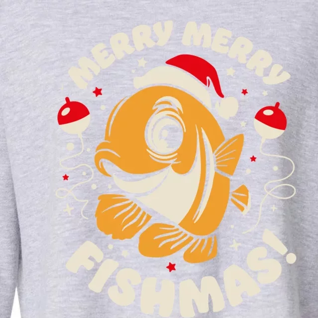 Merry Fishmas Gift Cropped Pullover Crew