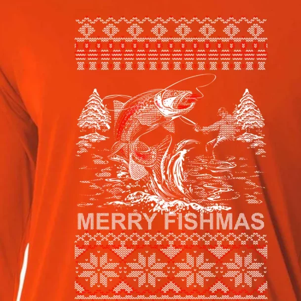 Merry Fishmas Gift Cooling Performance Long Sleeve Crew