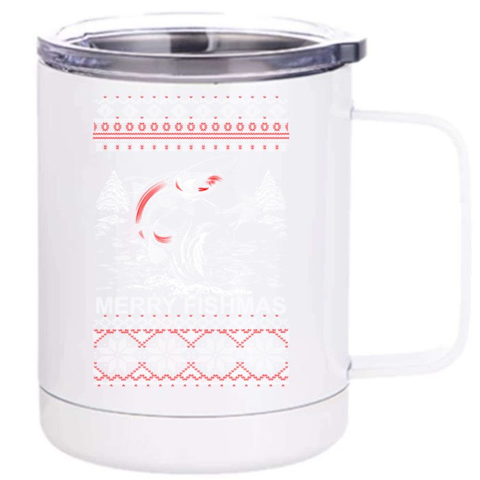 Merry Fishmas Gift Front & Back 12oz Stainless Steel Tumbler Cup