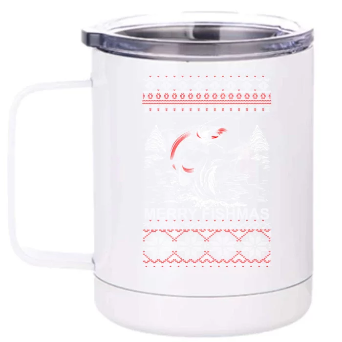 Merry Fishmas Gift Front & Back 12oz Stainless Steel Tumbler Cup