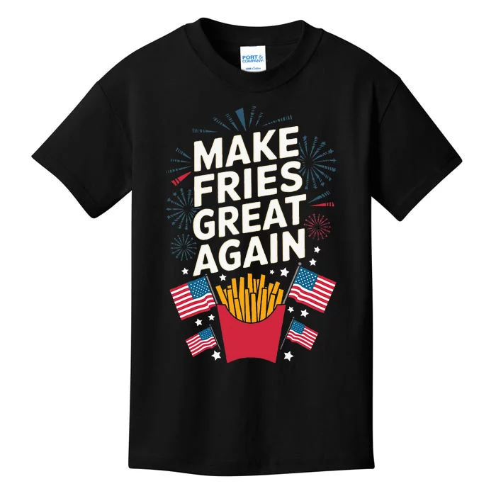 Make Fries Great Again Potato Lovers Humor Trump Kids T-Shirt