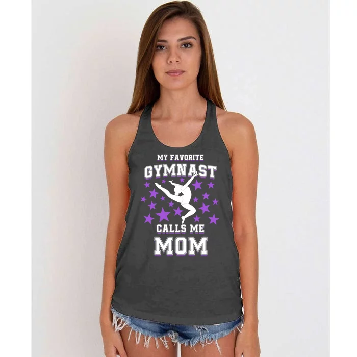 My Favorite Gymnast Calls Me Mom Gift Gymnastics Mom Gift Women's Knotted Racerback Tank