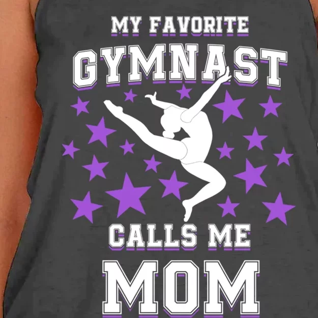 My Favorite Gymnast Calls Me Mom Gift Gymnastics Mom Gift Women's Knotted Racerback Tank