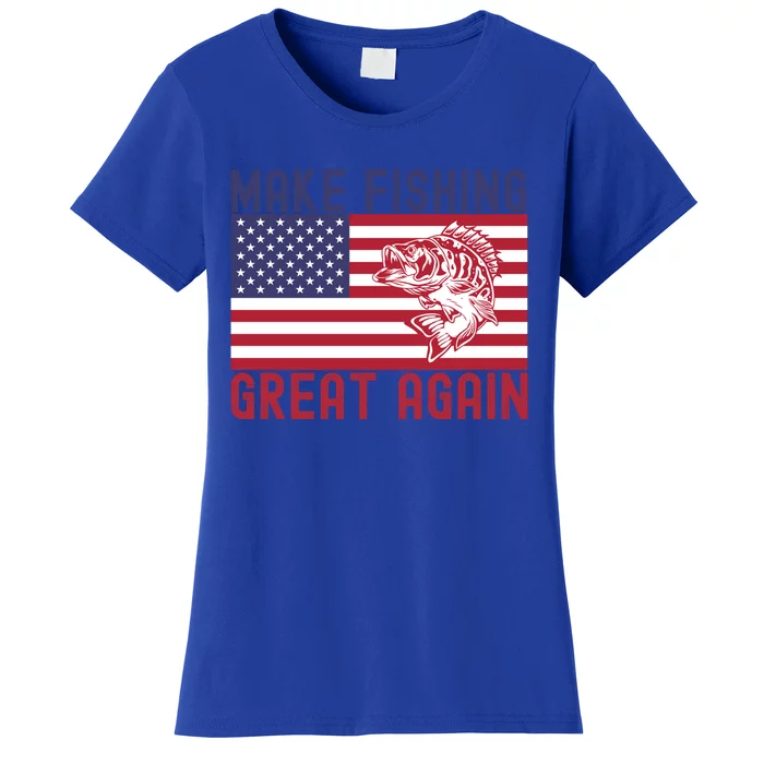 Make Fishing Great Again Bass Fish American Flag Funny Gift Women's T-Shirt