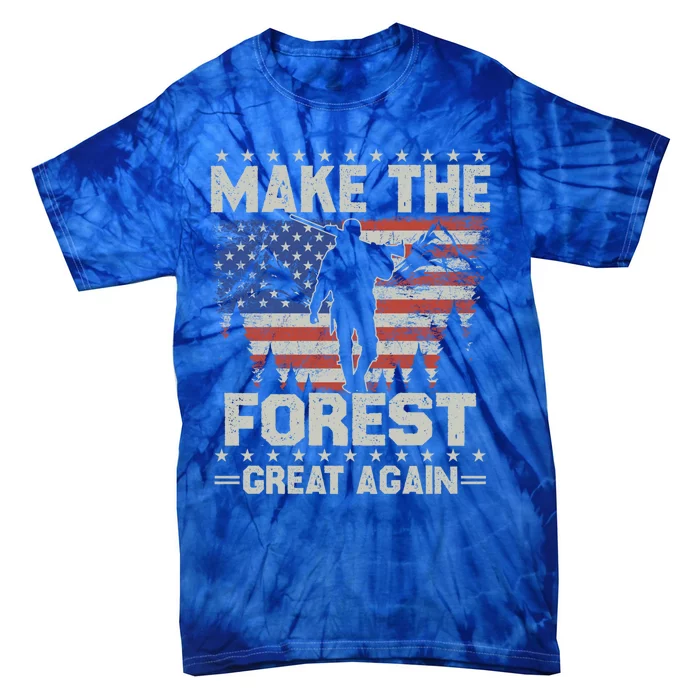 Make Forest Great Again Gift Usa Flag Wildlife Coyote Hunters Gift Tie-Dye T-Shirt