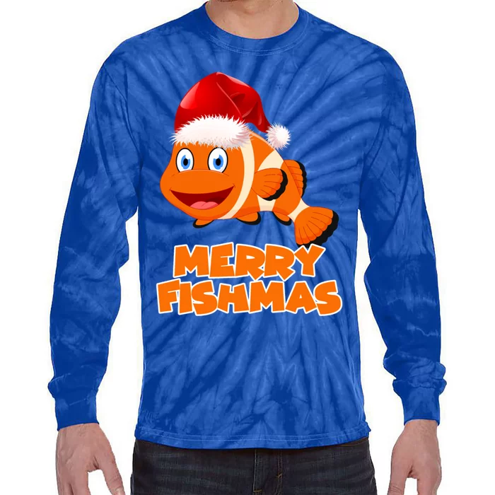 Merry Fishmas Gift Tie-Dye Long Sleeve Shirt