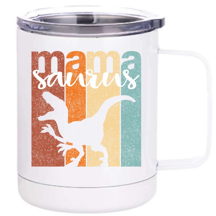 Mamasaurus Family Gift Vintage Gift Front & Back 12oz Stainless Steel Tumbler Cup