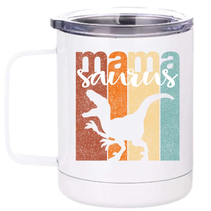 Mamasaurus Family Gift Vintage Gift Front & Back 12oz Stainless Steel Tumbler Cup