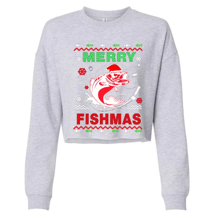 Merry Fishmas Gift Cropped Pullover Crew