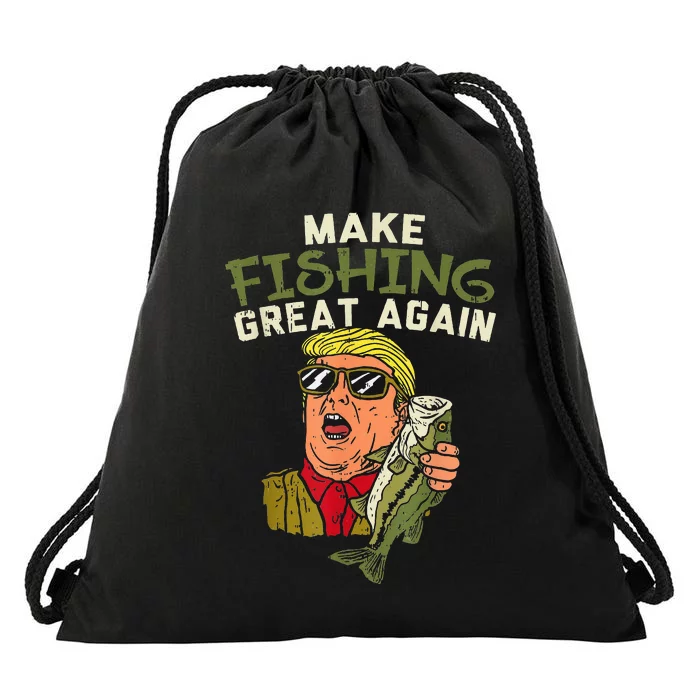 Make Fishing Great Again Trump Funny Fisherman Angler Drawstring Bag