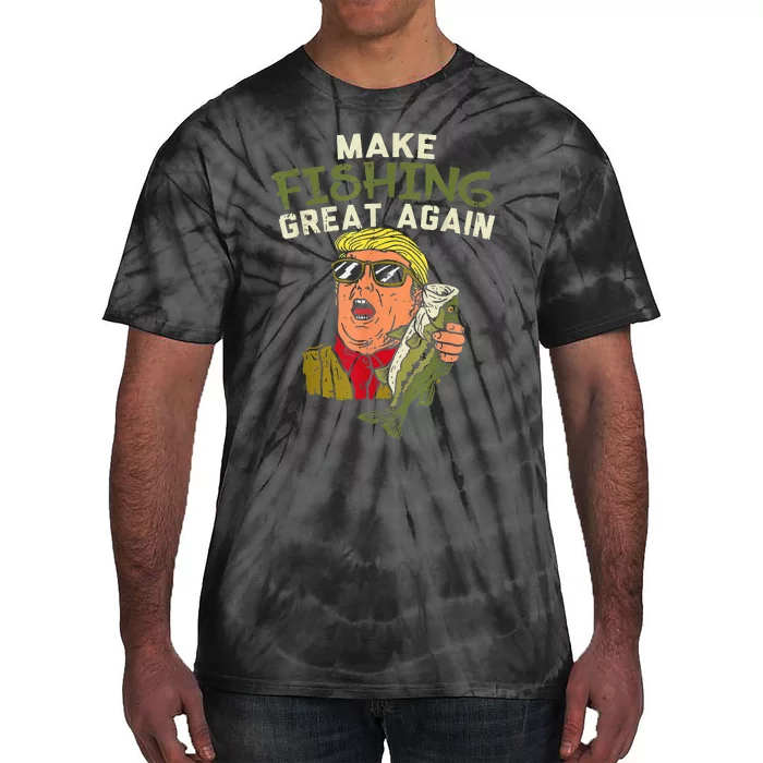 Make Fishing Great Again Trump Funny Fisherman Angler Tie-Dye T-Shirt