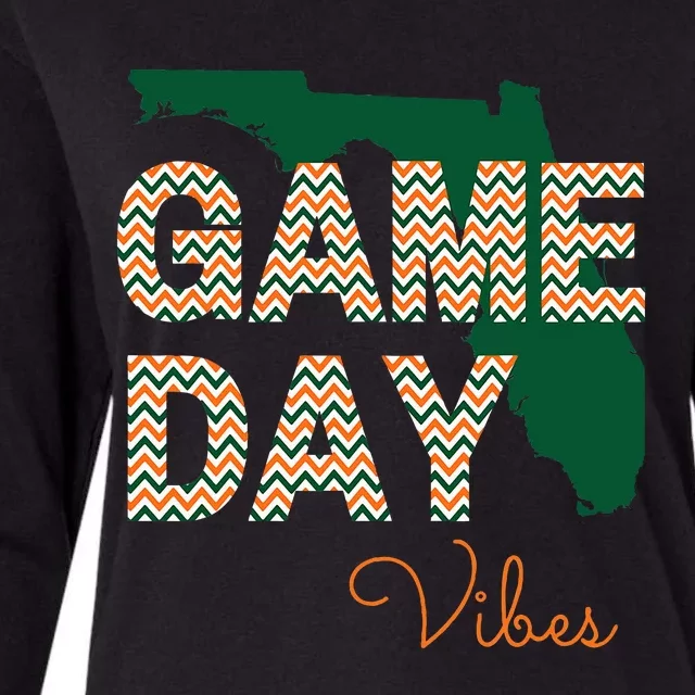 Miami Football Game Day Vibes Fall Tailgate Womens Cotton Relaxed Long Sleeve T-Shirt