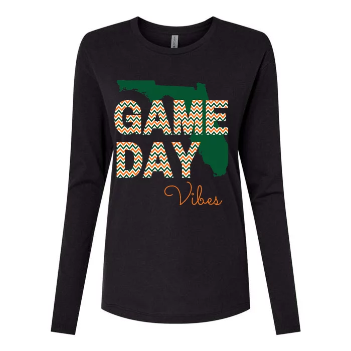 Miami Football Game Day Vibes Fall Tailgate Womens Cotton Relaxed Long Sleeve T-Shirt