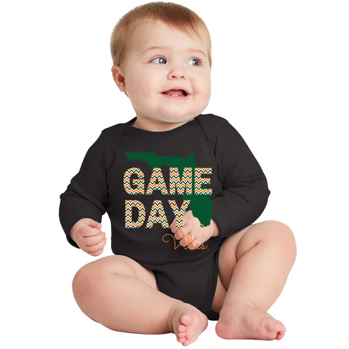 Miami Football Game Day Vibes Fall Tailgate Baby Long Sleeve Bodysuit