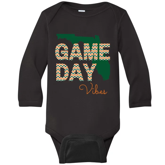 Miami Football Game Day Vibes Fall Tailgate Baby Long Sleeve Bodysuit