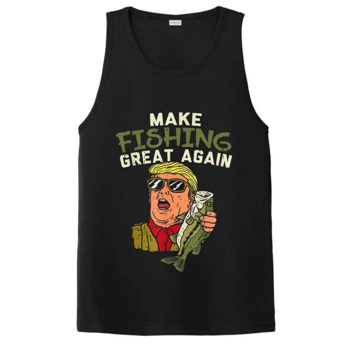 Make Fishing Great Again Trump Funny Fisherman Angler Gift Performance Tank