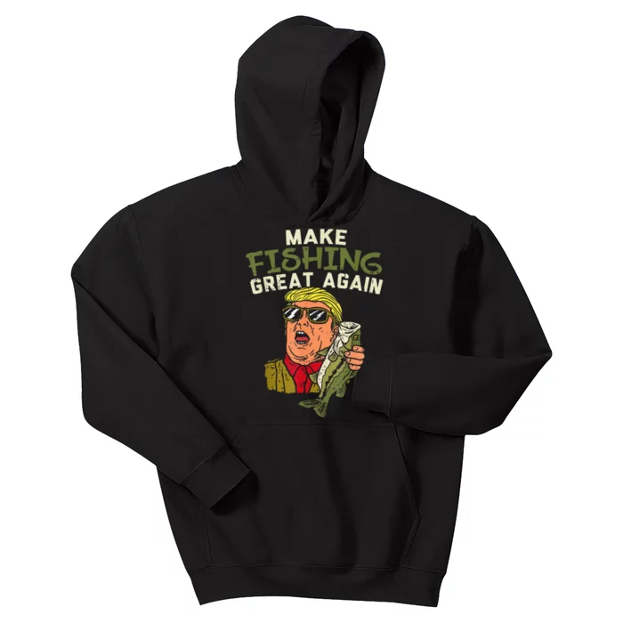 Make Fishing Great Again Trump Funny Fisherman Angler Gift Kids Hoodie